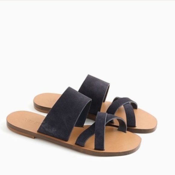 J.Crew Sandal Navy Bali Suede Slides Sandal Size 8